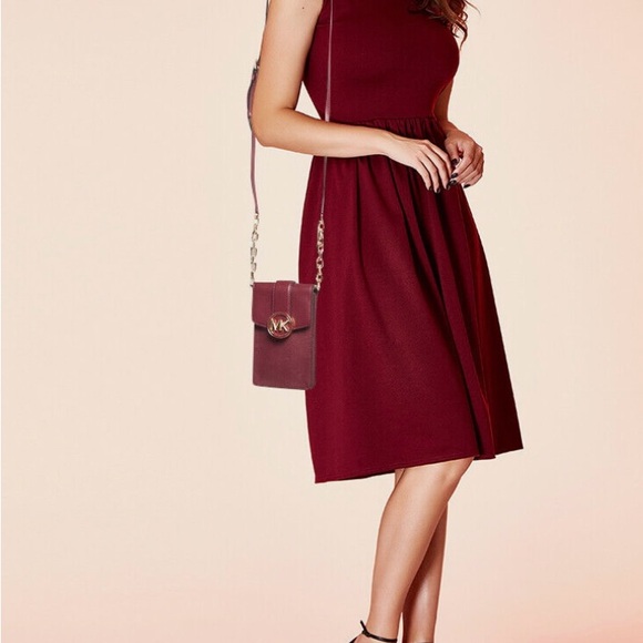 Michael Kors Carmen Burgundy and Gold Crossbody Bag - Picture 2 of 16